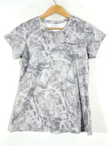 Grey Printed Casual Active T-Shirt (Women's)