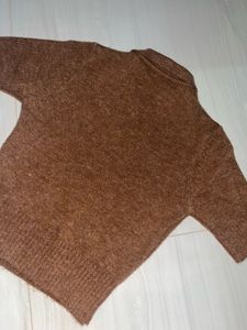 Brown Knit Collared Sweater