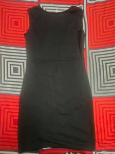 BLACK DRESS WITH FAUX LEATHER