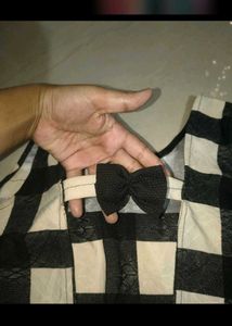 Chic Black &amp; White Gingham Peplum Dress