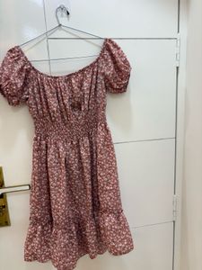 Cute Pink Floral Mini Dress