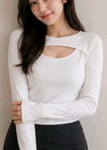 Criss-Cross Cut-Out Ribbed Knit Top