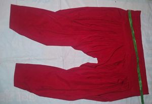 Red silk suit