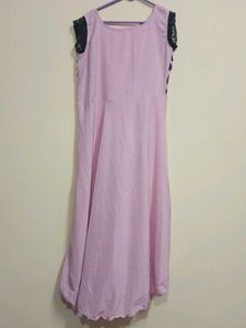Pink Butterfly Print Ethnic Gown