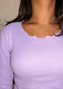 Lavender Ribbed Lettuce Hem Top