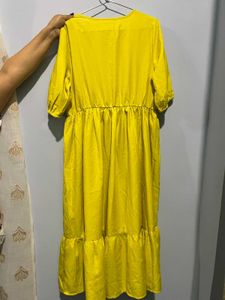 Vibrant Yellow Embroidered Maxi Dress