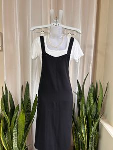 Korean Black Pinafore Dress