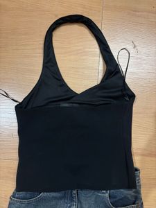 ZARA STUDDED HALTER NECK TOP