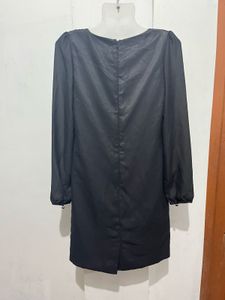 Length-35,,Classic Black Long Sleeve Mini Dress