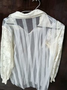 Elegant Sheer Striped Shirt  Top