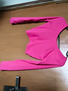 Hot Pink Long Sleeve Crop Top