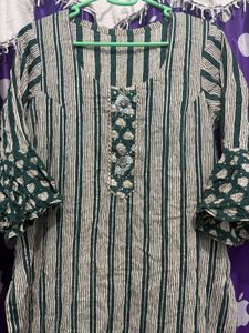 Striped Kurta set  with Bell Sleeves