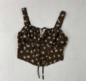 Cute Heart Print Corset Top