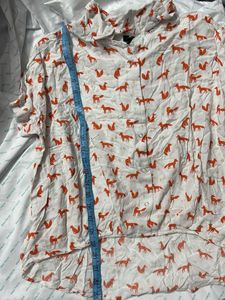 Fox Print Button-Up Shirt