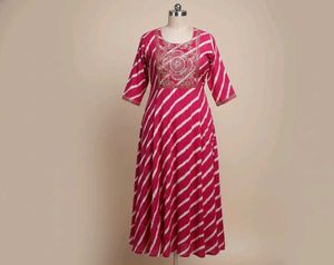 Elegant Pink Striped Kurta Dress