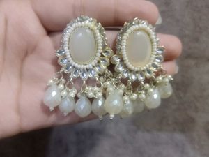 Elegant White Stone Dangle Earrings