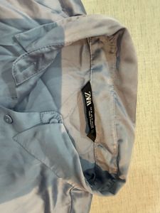 ZARA ORIGINAL Satin Long Sleeve Button-Up Shirt