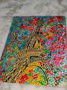 Vibrant Eiffel Tower Glass Painting