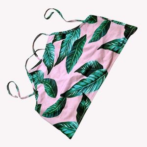 Pink Leaf Print Bikini Top