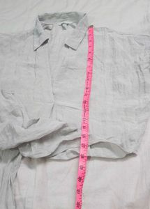 H&amp;M Light Blue/Silver Tie-Front Shirt