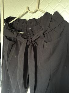 Black Paperbag Waist Pants