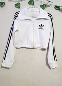 Adidas White Cropped Track Jacket
