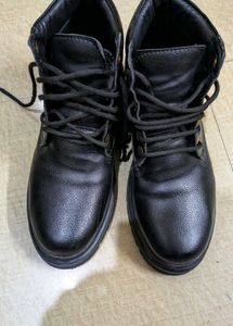 Black Leather Lace-Up Boots