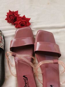 Stylish Slippers: Pink &amp; Silver slippers