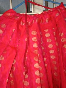 Vibrant Pink Ethnic Skirt with Gold Dots