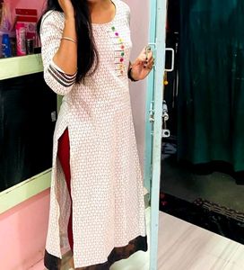 Span Kurti For Women's, Round Neck (M, Multi)