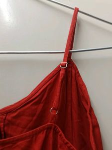 Red Button-Up Cami Dress
