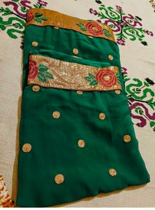 Elegant Emerald Green Saree pure Georgette