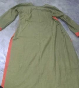 Orange &amp; Green Printed Kurta
