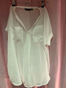 White Sheer Formal Blouse