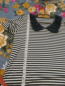 Chic Striped Top with Black Ruffl...