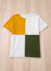 Colorblock T-Shirt - Mustard, White & Olive