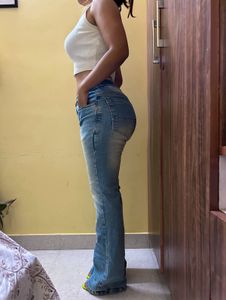 Blue Wash Flare boyfriend Jeans