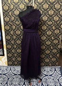 Elegant One-Shoulder Purple Gown