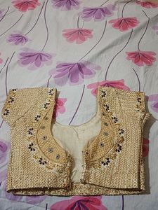 Gold And Cream Colour Work Blouse