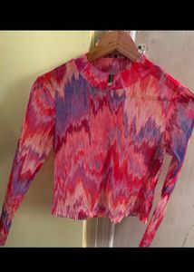 Vibrant Tie-Dye Mesh Top