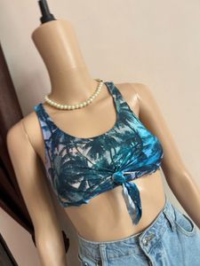 Tropical Print Bikini Top