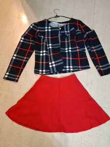 Plaid Jacket &amp; Red Skirt Set (unused)
