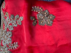Elegant Red Embroidered Saree