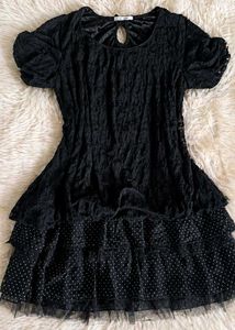Black Lace Ruffle Dress