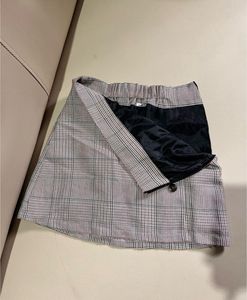 Plaid Mini Skirt with Buttons