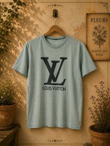 LV Style Graphic Cotton Crew Neck T-Shirt For Mens