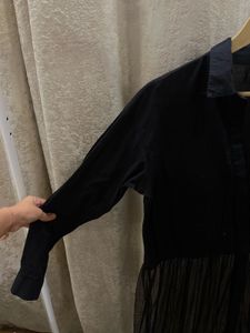 Black Mesh Tiered Maxi Dress