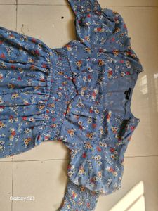 Printed Cloudy Blue Maxi Dress