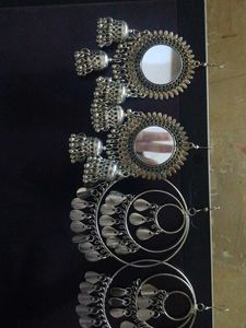 3 piece Bohemian Mirror Jhumka Earrings Set