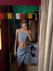 Cute Plaid Crop Top and Skirt Set